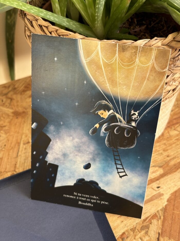 carte postale Décopositive - Collection l'enfant des étoiles - modèle Montgolfiere