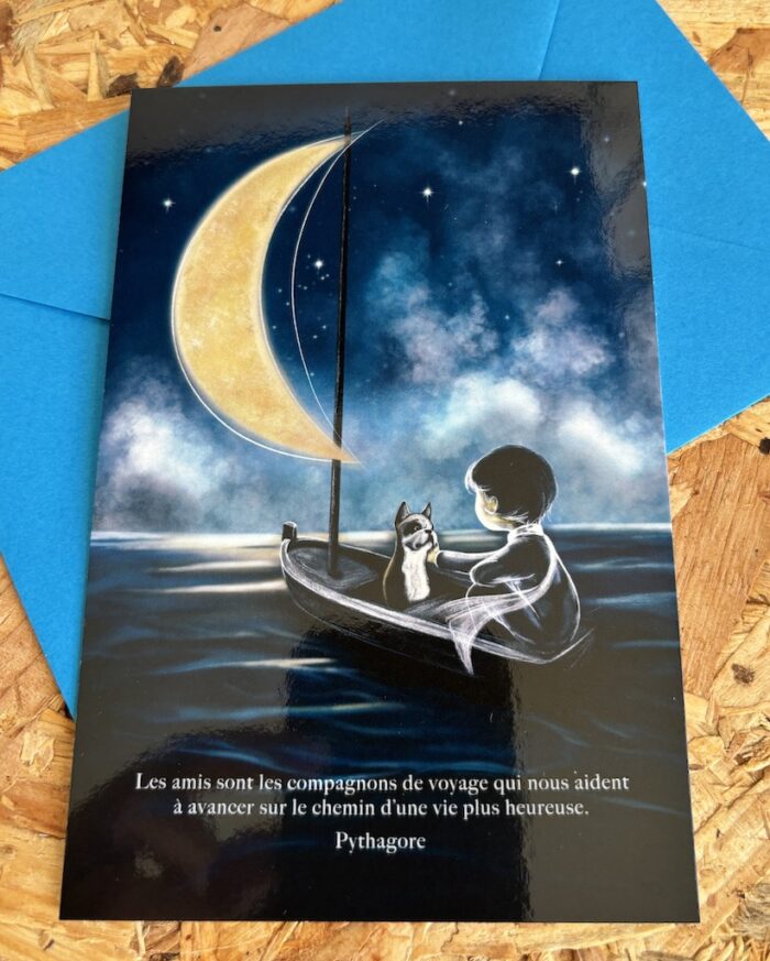 Carte postale Décopositive - Collection l'enfant des étoiles - modèle le voyage