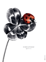 "La Coccinelle" : affiche - dessin original portant la citation de Confucius : "La chance est bien souvent un hasard qui se provoque."