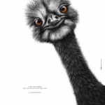 Dessin d’une Autruche associé à une Citation d’Oscar Wilde : "Soyez vous-même, tous les autres sont déjà pris". Disponible en affiche 30X40 et carte. Dessin de Marjorie Esquerre