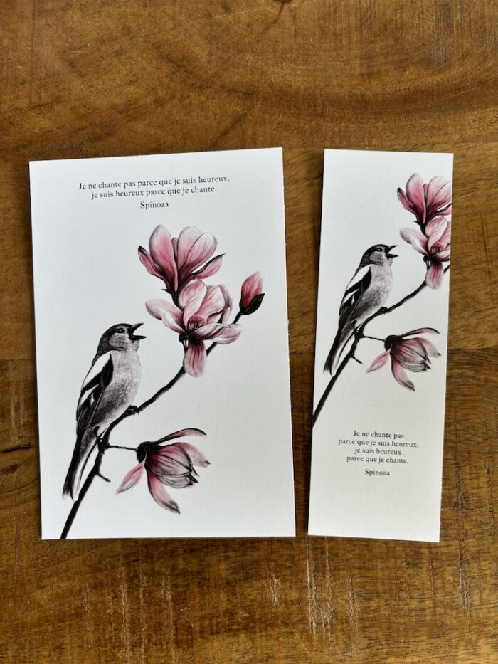 carte postale et marque-page decopositive - le pinson