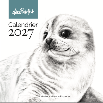calendrier mural 2027 Décopositive avec dessins d'Animaux et citations positives