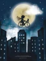 Affiche l'enfant et la bicyclette porte la citation d'Albert Einstein : la vie est comme une bicyclette...