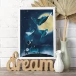 Affiche inspirante et positive portant la citation positive : "A la fin de la journée, accroche-toi à une pensée heureuse et emmène-la dormir avec toi".
