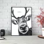 Affiche Renne - dessin de renne portant la citation "Si vous avez cru au père Noël pendant 8 ans, vous pouvez croire en vous pendant 5 minutes". 19€