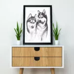 Affiche Husky de Sibérie - 30 X 40 cm portant une citation sur le lien. Affiche : 19€ - Dessin par Marjorie Esquerre.