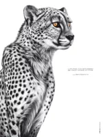 Affiche Guépard - dessin d'un Guépard portant la citation : "L'intuition, c'est l'intelligence qui commet un excès de vitesse" (Bernstein)