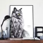 Dessin d'un chat associé à la citation de Coco Chanel : « L’élégance, c’est quand l’intérieur est aussi beau que l’extérieur." Dessin de Marjorie Esquerre pour Décopositive - Tous droits réservés