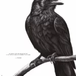 Affiche d'un corbeau - Dessin d'un corbeau accompagné d'une citation de Goethe sur la magie. Disponible en affiche 30 X 40 cm.